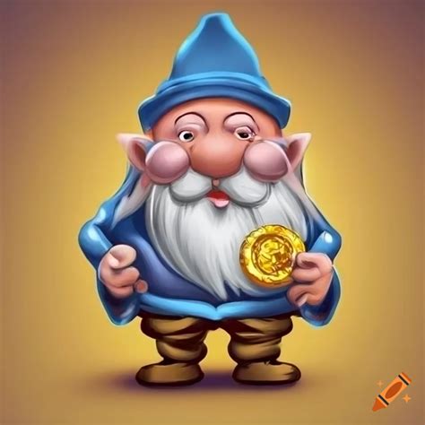 Cartoon dwarf with gold coins