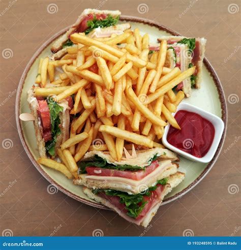 Club Sandwiches And French Fries Stock Image - Image of french, fresh: 193248595