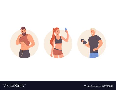 Strong healthy people athletic cartoon characters Vector Image