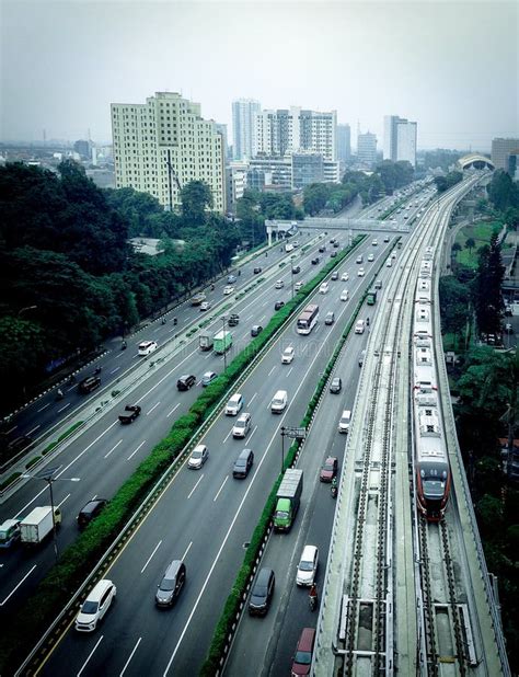 Atmosphere of the Toll Road Mt Haryono and Light Rail Transit Cawang Jakarta Station Stock Image ...