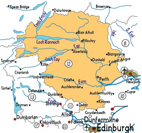 Map of Perth and Kinross Province Area