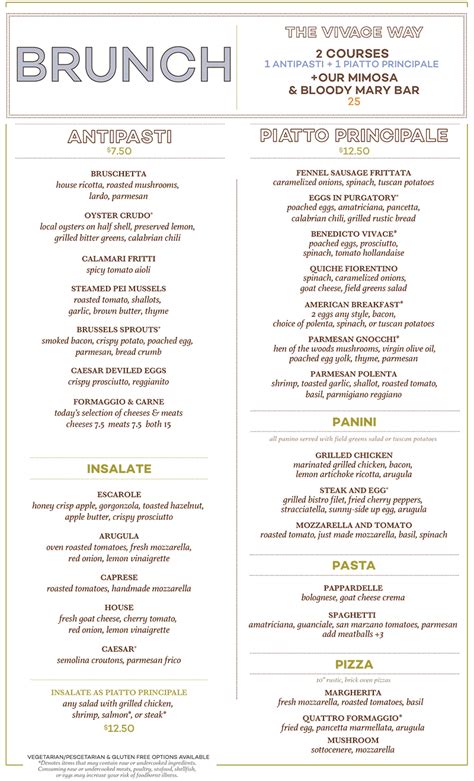 Vivace Charlotte - Vivace: Charlotte Italian Restaurant Brunch Menu ...