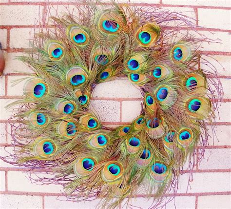 Peacock Feather Wreath Rustic Wreath Peacock Eyes