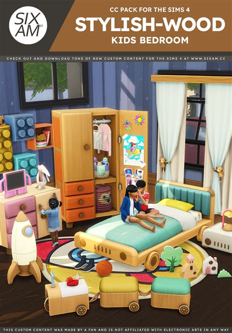 Stylish-Wood Kids Bedroom (CC Pack for The Sims 4) - Sixam CC