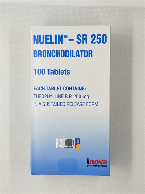 NUELIN SR 250 Theophylline 250mg Sustained Release Tablet 100's price ...