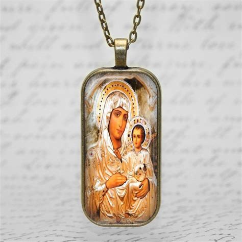 Panagia Theotokos Necklace Greek Orthodox Icon Necklace - Etsy | Icon ...