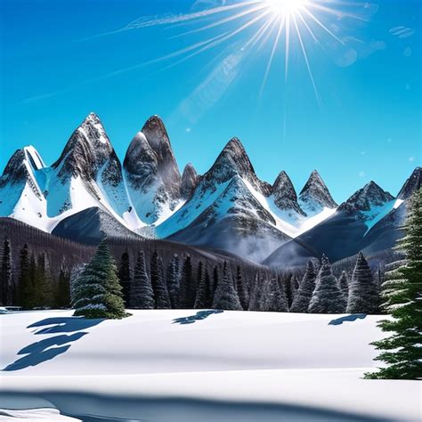 Premium Photo | Stunning snow mountain landscape