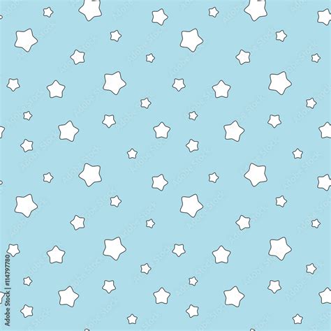 cute cartoon white stars on blue background seamless vector pattern illustration Stock Vector ...