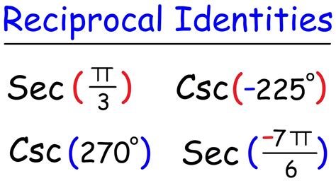 The reciprocal trig functions homework answers