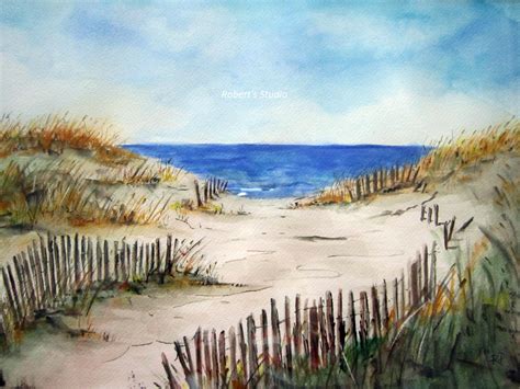 Beach Shore Print of Original Watercolor Painting beach art