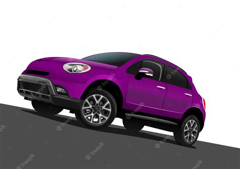 Premium Vector | Purple car on the road vector 3d illustration