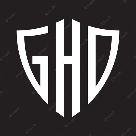 Premium Vector | A black and white ghd shield logo with a black background