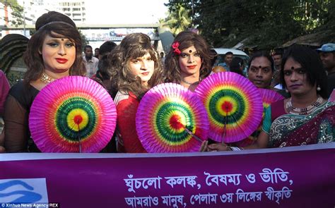 Transgender Bangladeshis known as hijras hold Dhaka's first-ever pride parade | Daily Mail Online