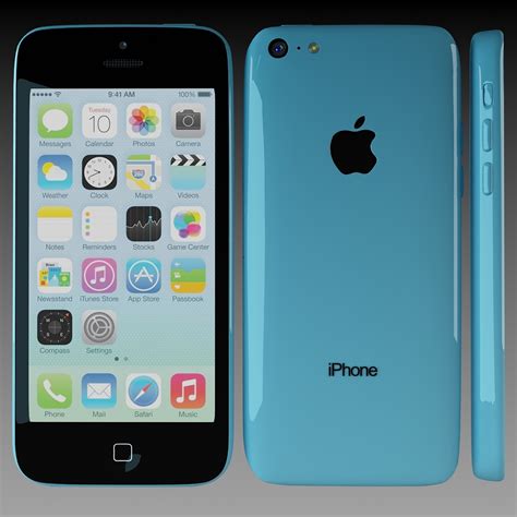 apple iphone 5c blue 3d model