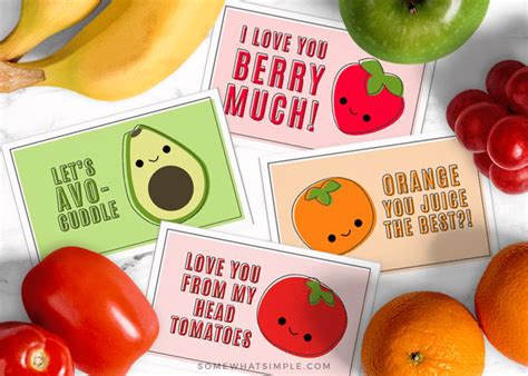 Easy Fruit Pun Printable Cards - Somewhat Simple