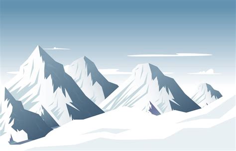 Premium Vector | Snow High Peak Mountain Frozen Ice Nature Landscape Adventure Illustration