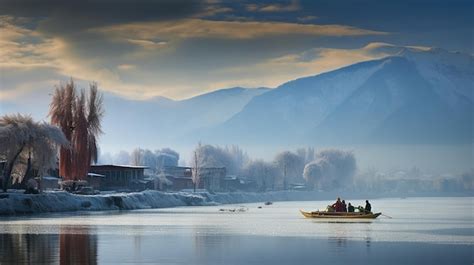 Premium AI Image | a beautiful view of dal lake in winter srinagar ...