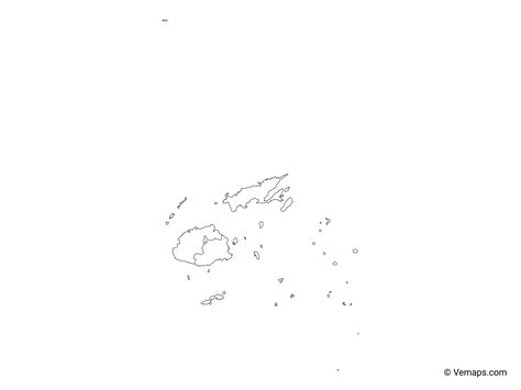 Outline Map of Fiji with Provinces | Free Vector Maps