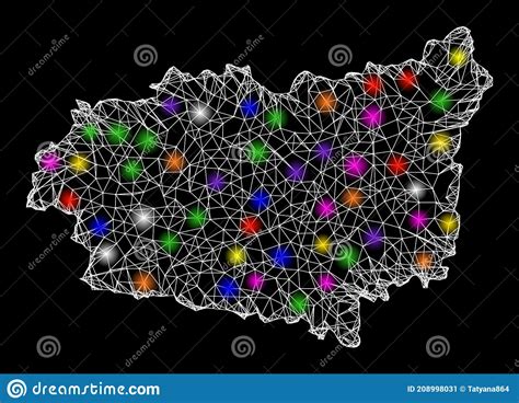 Web 2D Map of Leon Province with Glare Light Spots Stock Vector ...