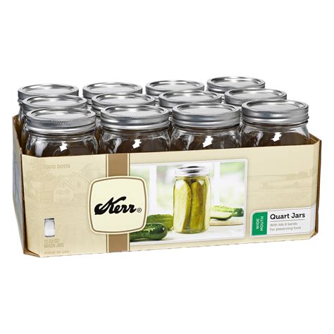 Kerr, Glass Mason Jars with Lids & Bands, Wide Mouth, 32 oz, 12 Count - Walmart.com