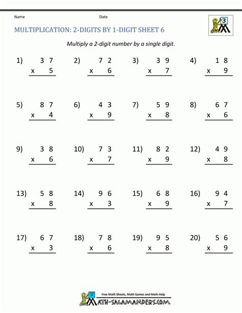 Column Multiplication Ks2 Worksheets - Free Printable