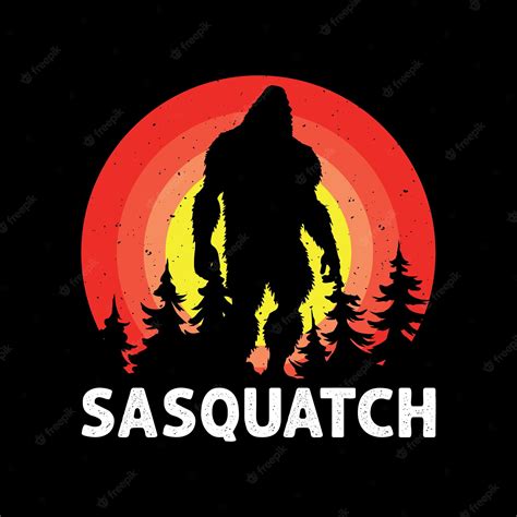 Premium Vector | A sasquatch silhouette is shown against a sunset.