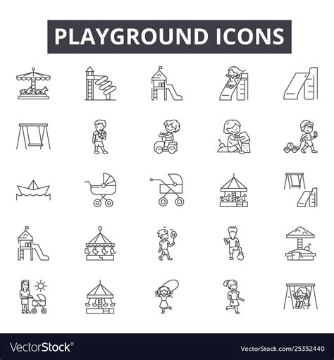 Playground line icons signs set linear Royalty Free Vector