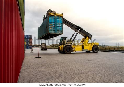 Forklift Handling Cargo Container Freight Container Stock Photo ...