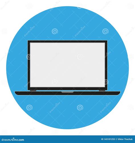 Stylish Laptop Icon on a Blue Background. Stock Vector - Illustration ...