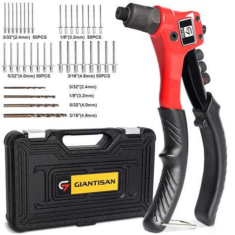 Buy Rivet , GIANTISAN Pop Rivet Tool Kit with 200 Rivets and 4 Drill Bits, Manual Hand Riveter ...