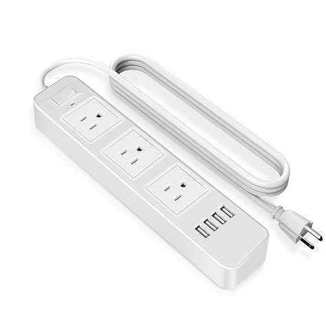 Power Strip with USB Surge Protector - 3 AC Outlet 4 USB Port Charger ...