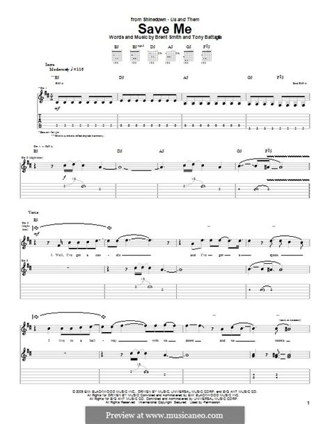 Save Me (Shinedown) by T. Battaglia, B. Smith - sheet music on MusicaNeo