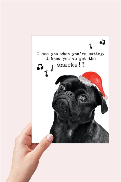 Funny Pug Christmas Card Printable - Digital Download | Funny christmas ...