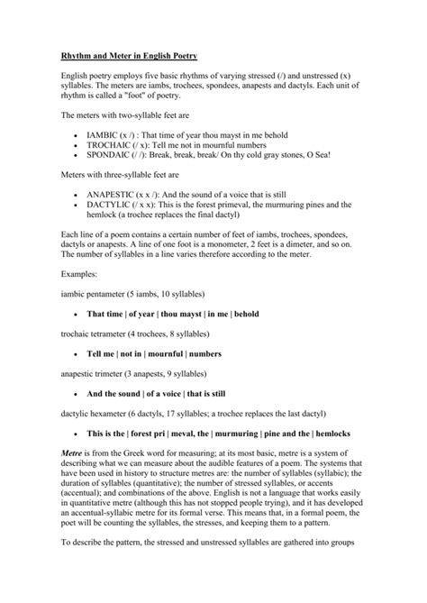 Rhythm and Meter in English Poetry