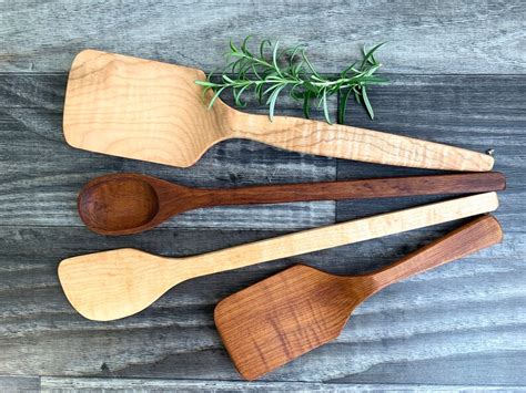 Wooden Kitchen Utensils Set Large Flipper Small Flipper | Etsy