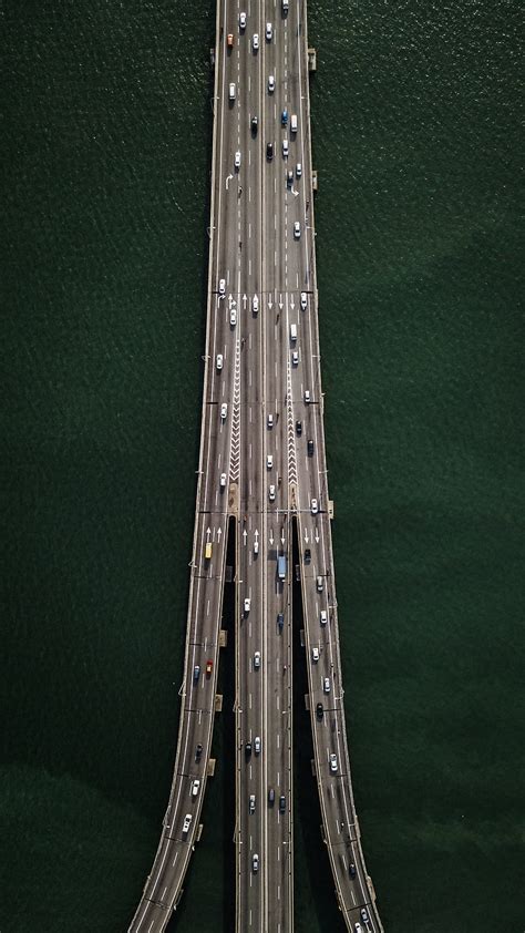 Aerial view of bridge with cars crossing, HD phone wallpaper | Peakpx