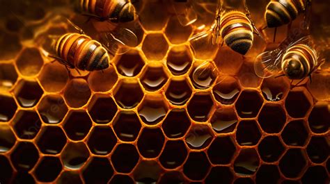 Close Up Of Honey Bees On The Honeycomb Background, Picture Of Honeycombs, Hd Photography Photo ...