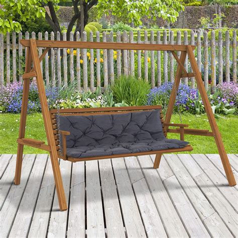 Outsunny 3 Seater Replacement Swing Chair Cushions Patio Garden Bench ...