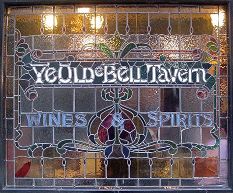 Stained Glass, Olde Bell Tavern | Stained glass, Stained glass windows, Glass sign