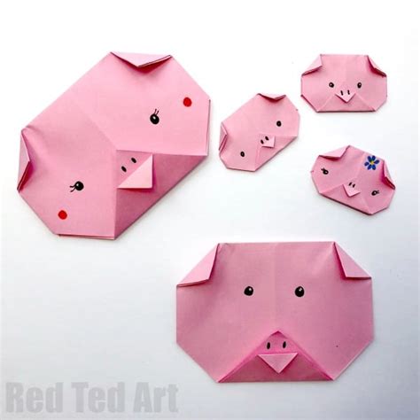 Easy Origami Pig Face - Red Ted Art - Kids Crafts