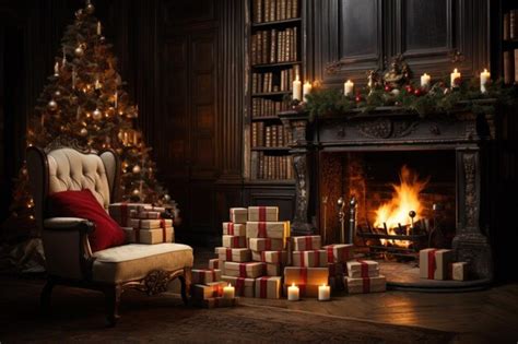 Premium AI Image | decorated christmas interior with fireplace