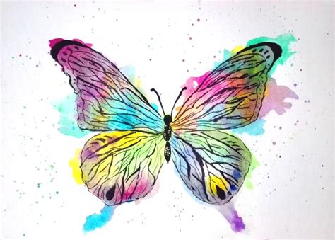 a watercolor painting of a colorful butterfly