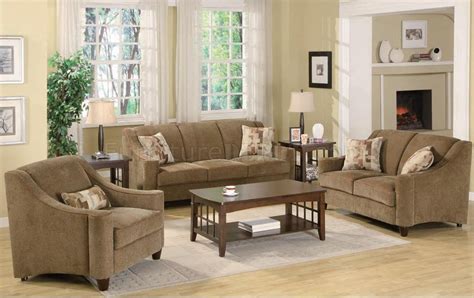 Light Brown Chenille Fabric Modern Sofa & Loveseat Set