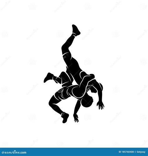 Wrestling Logo Vector Template, Illustration Symbol, Silhouette Design Stock Illustration ...