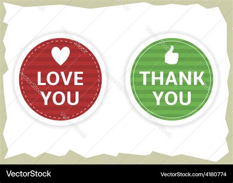 Love you and thank you stickers Royalty Free Vector Image