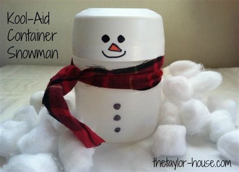 Kool-Aid Container Snowman - Craft Fiesta | Creative christmas crafts, Snowman crafts, Christmas ...