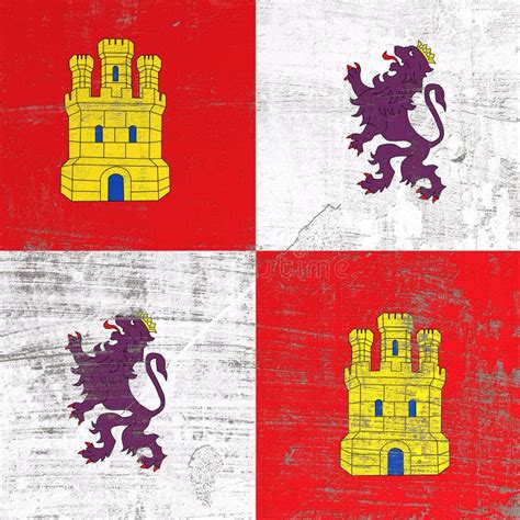 Old Castilla Leon Flag in Brick Wall Stock Image - Image of background ...