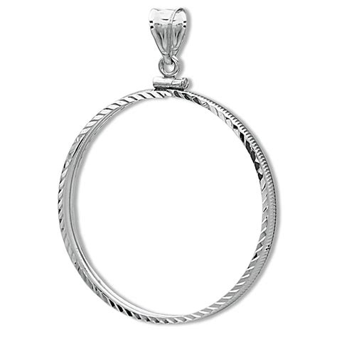 Sterling Silver Screw Top Diamond Cut Coin Bezel - 38mm