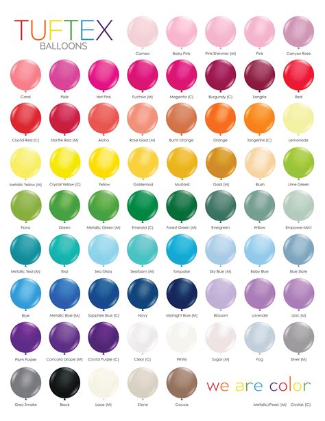 Latex Color Charts – Westcoast Balloons