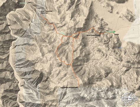 Hiking Map for Jacumba Mountain via Mortero Palms and Goat Canyon Trestle